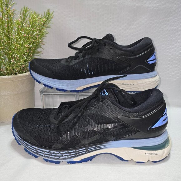 WOMENS ASICS GEL-KAYANO 25 RUNNING SHOES FLYTE FOAM BLACK BLUE SIZE 7.5 EUC - Picture 6 of 11